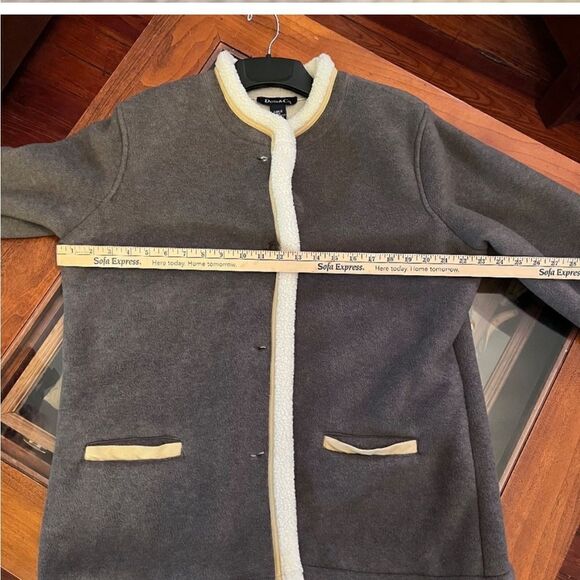 NEW Denim & Company Large Winter Coat Jacket 2 Pockets Fuzzy Button Turquose - Picture 10 of 15